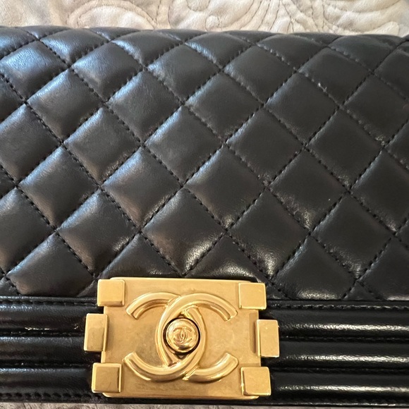 SOLD ‼️ 
Chanel med boy bag black with gold hardware pristine condition - Picture 5 of 6